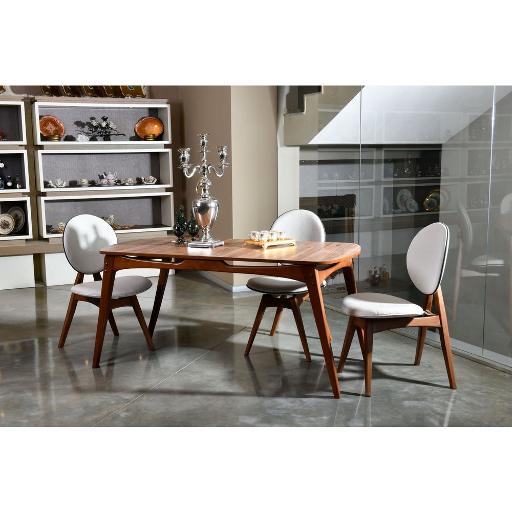 Touch Wooden - Set stola i stolica od orahovog drveta 'Cream Walnut' (5 komada) slika 7