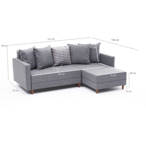 Aydam Right - Sivi Ugao Sofa-Krevet slika 7