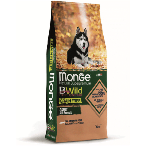 Monge BWild Grain Free Dog All Breeds Adult Salmon With Peas 12 kg slika 1