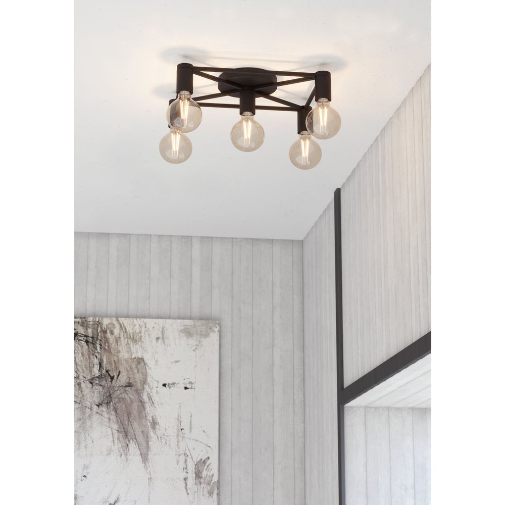 Eglo stropna lampa 'Speke' - Čelik/Crna, E27 slika 2