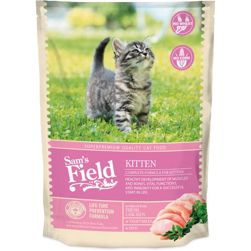 Sam's Field Cat Kitten sveža piletina, voće i povrće, potpuna suva hrana za mačiće 400g slika 1