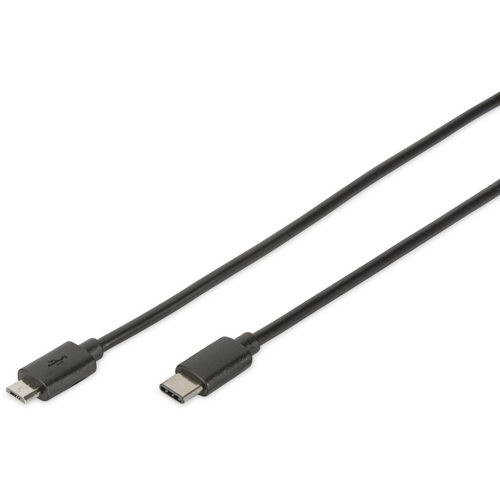 Digitus USB kabel USB 3.2 gen. 1 (USB 3.0) USB-C® utikač, USB-Micro-B 3.0 utikač 1.80 m crna okrugli, utikač primjenjiv s obje strane, dvostruko zaštićen DB-300137-018-S slika 1