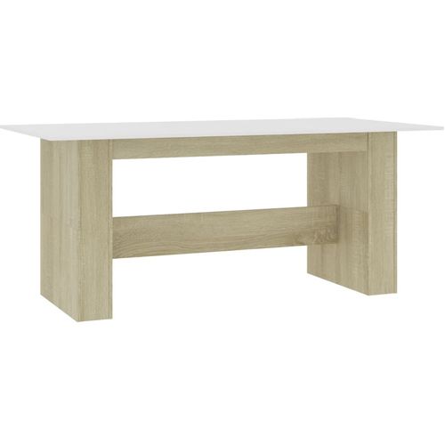 Blagovaonski stol bijeli i boja hrasta 180 x 90 x 76 cm iverica slika 2