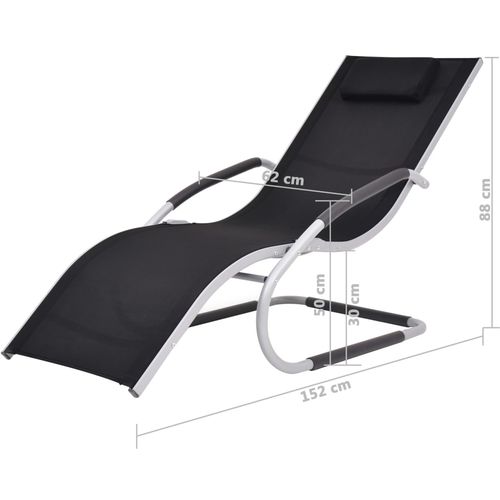 Ležaljka za sunčanje s jastukom od aluminija i tekstilena crna slika 20