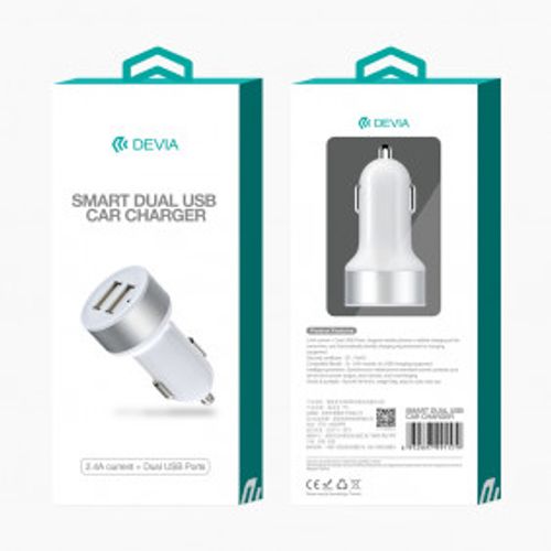 Auto punjac Smart Devia Dual USB Type-C bela slika 1