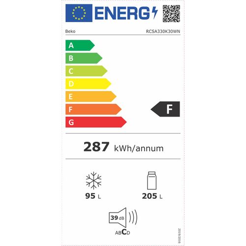 Beko RCSA330K30WN Kombinovani frižider, Širina 59.6 cm, Visina 185.1 cm, Bela slika 4