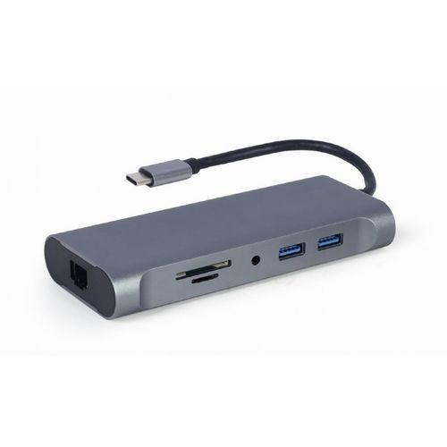 Gembird  A-CM-COMBO7-01 USB Type-C 7-in-1 multi-port adapter (Hub3.0 + HDMI + VGA + PD + card reader + stereo audio), space grey slika 2