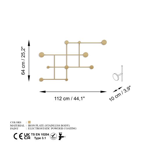 Wallity Metalna zidna vješalica Fatara-A slika 6