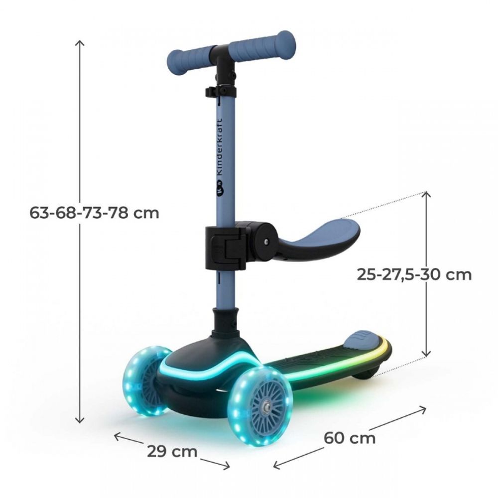 Kinderkraft Romobil sa LED svjetlećim točkovima Raket Up, Blue slika 7