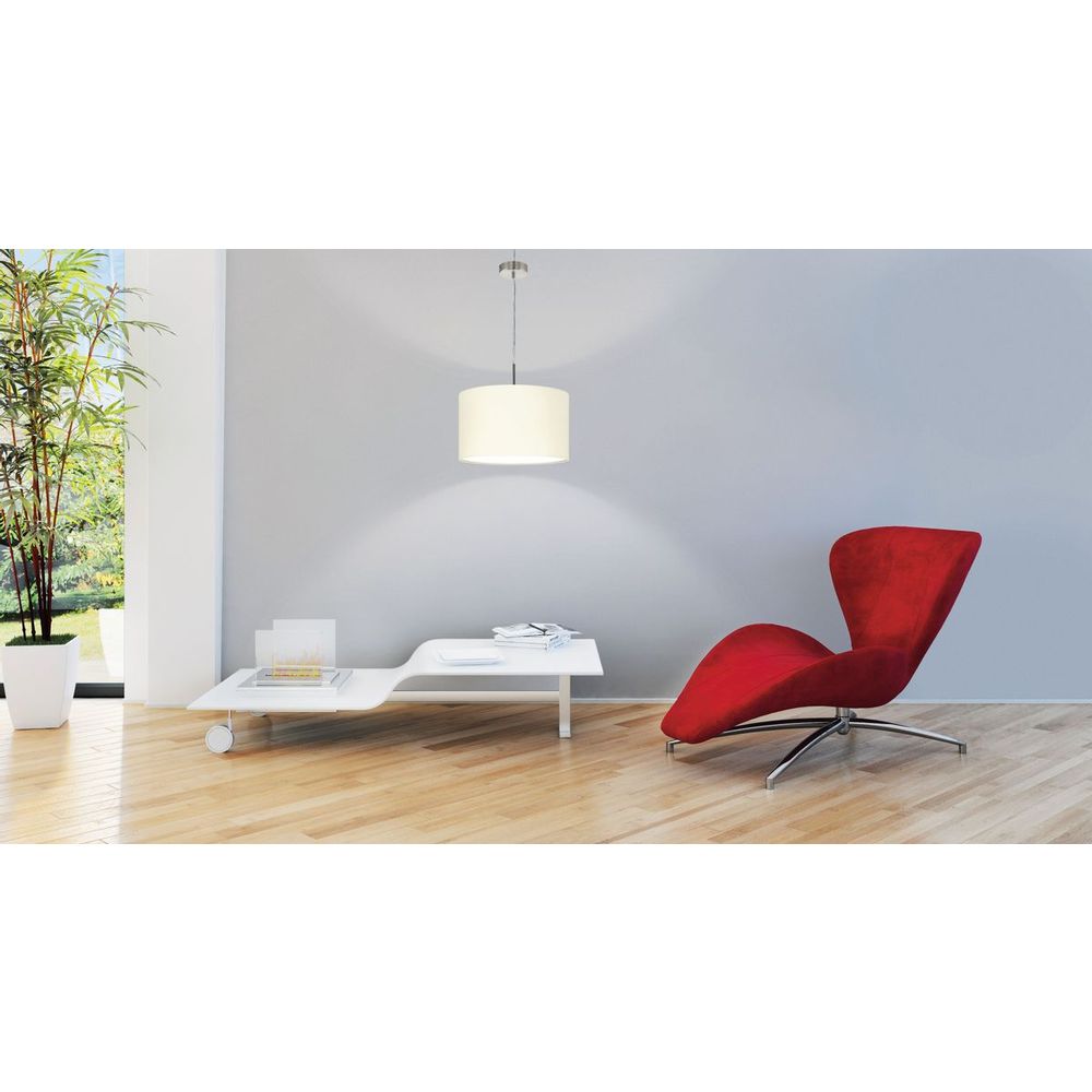 Eglo Pasteri Visilica 1, E27, Ø380 mm, Nikl/Mat, Tekstil Bijela slika 2