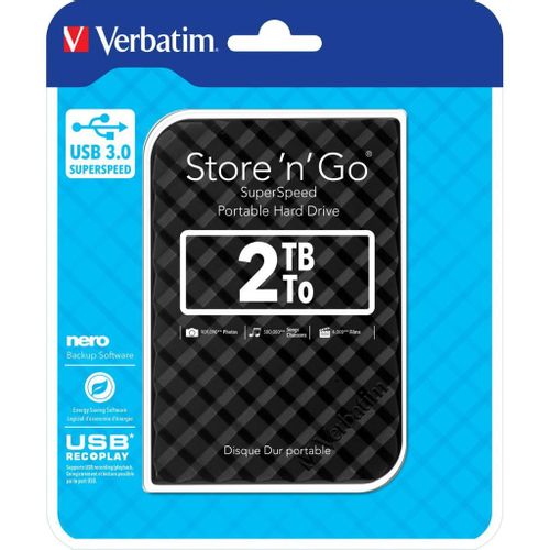 Externi hard disk Verbatim #53195 Store'n'Go 2.5" 2TB USB 3.0 Gen2, crni slika 1