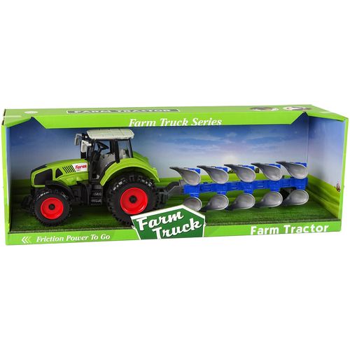Zeleni traktor s plavim plugom slika 6