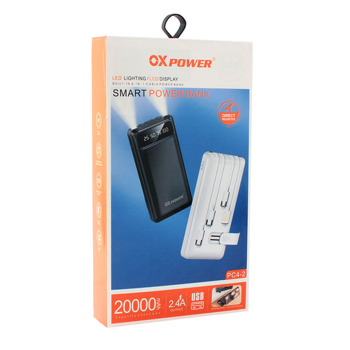 Back up baterija Oxpower PC4-2 4in1 5V 2A 20000 mAh bela slika 1