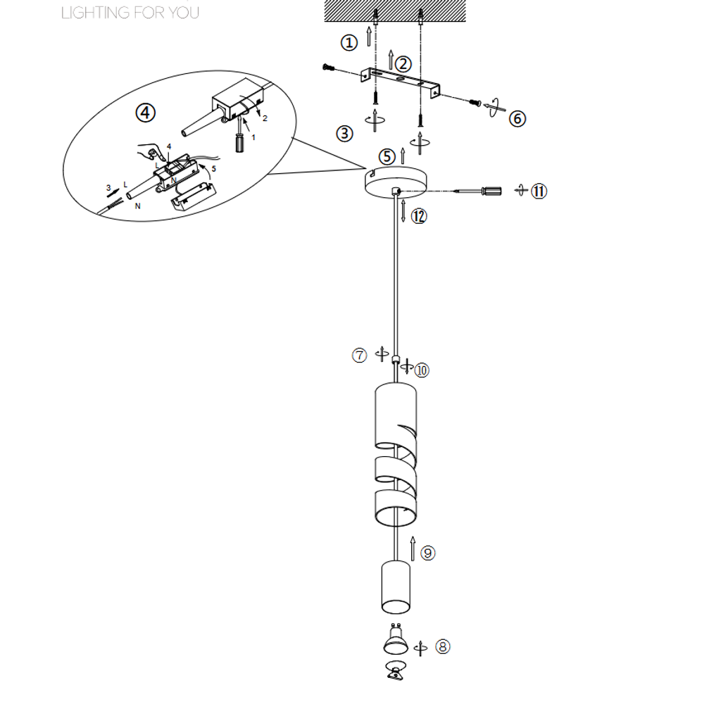 Trio Lightning visilica STREAM 1, crna-mat slika 7
