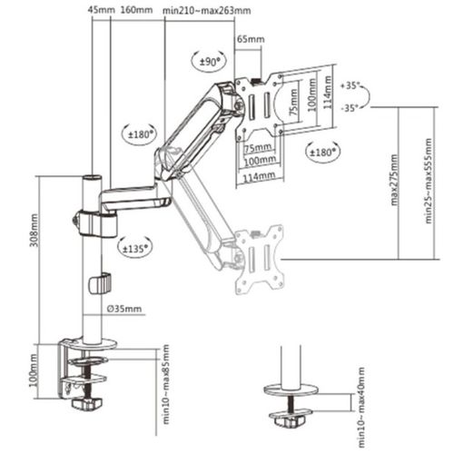 MA-DA1P-01 Gembird Podesivi stoni drzac za monitor,tilt, 17-32 max.9kg slika 2