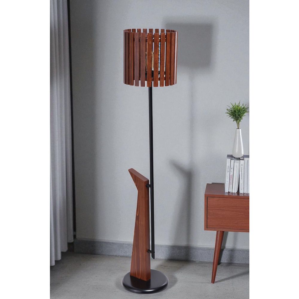 Opviq Podna lampa 722, orah, crna slika 1