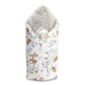 Dvostrani baršunasti pokrivač za bebe 75x75cm šumske životinje bijeli