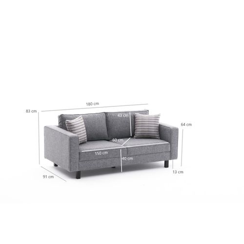 Atelier Del Sofa Dvosjed, Sivo, Kale Linen - Grey slika 8