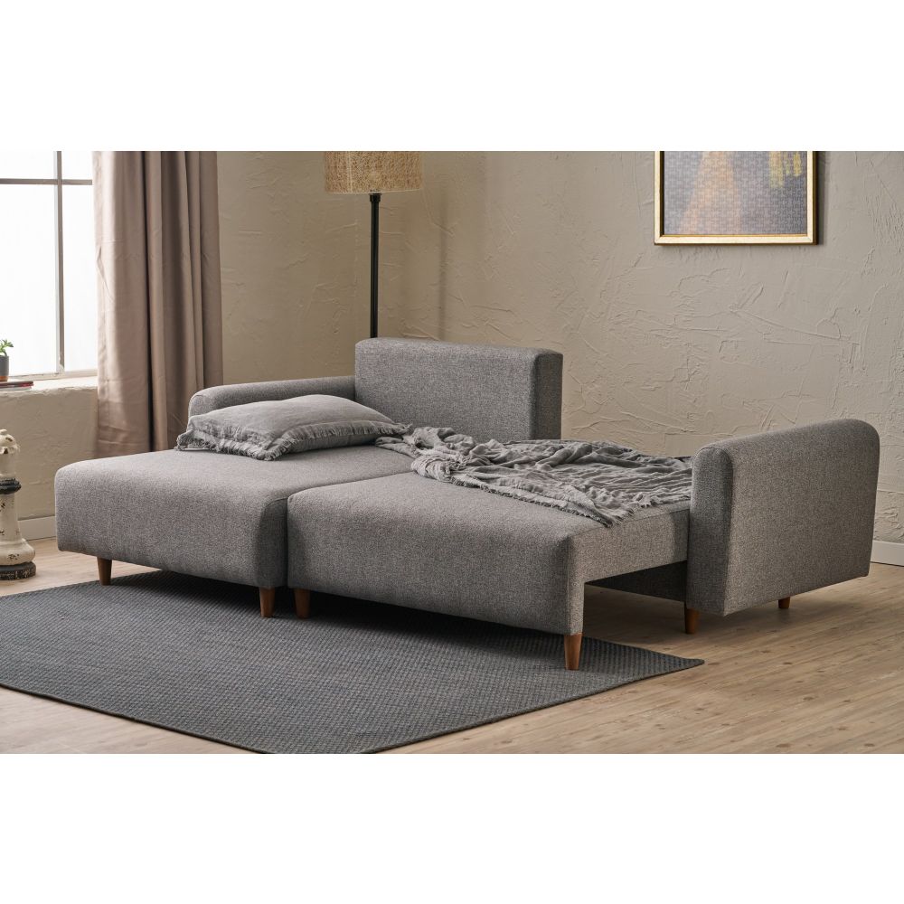 Mane Left - Sivi Sivi Kutni Sofa-Krevet slika 6