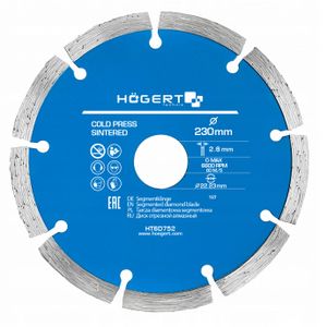 Högert  Rezna dijamantna ploča za keramiku, glazuru, beton, asfalt, ciglu, promjer 230mm, debljina 2.6mm, segmentni disk