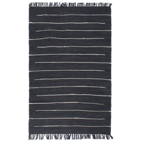 Ručno tkani tepih Chindi od pamuka 80 x 160 cm antracit slika 1