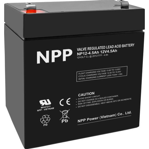 NPP NP12V-4.5Ah, AGM BATTERY, C20=4.5AH, T1, 90x70x101x107, 1,5KG, BLACK slika 3