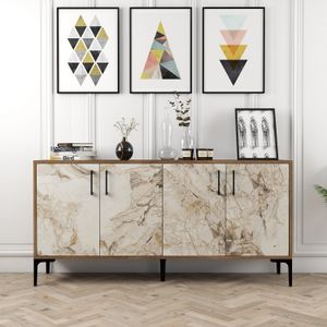 Woody Fashion Komoda, Kiev 160 - Walnut, White Marble