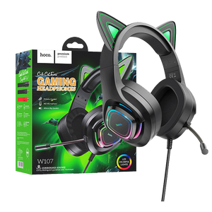 hoco. Slušalice sa mikrofonom, gaming, USB/3.5 mm, LED - W107 Cute Cat Black/Green