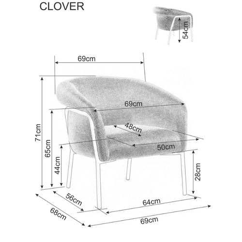 Fotelja Clover - Siva slika 8