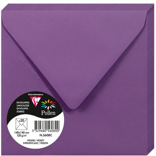 Clairefontaine kuverte Pollen 140x140mm 120gr intensive lilac 1/20 slika 1