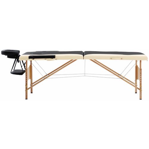 Sklopivi masažni stol s 2 zone drveni crno-bež slika 13