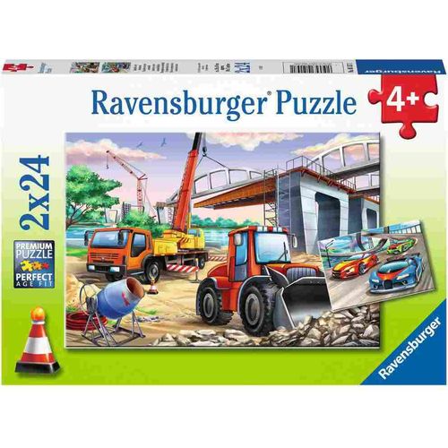 Ravensburger Puzzle radna vozila i automobili 2x24kom slika 1