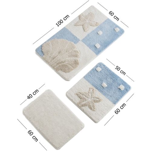 Deniz Yıldızı - Blue Multicolor Bathmat Set (3 Pieces) slika 4