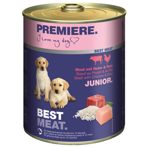 Premiere Dog Best Meat Junior Piletina,Govedina,Pirinač, 800g konzerva slika 1