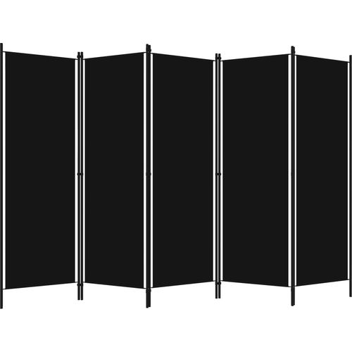 Sobna pregrada s 5 panela crna 250 x 180 cm slika 2