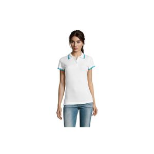 PASADENA WOMEN ženska polo majica sa kratkim rukavima - Bela/aqua, XL 