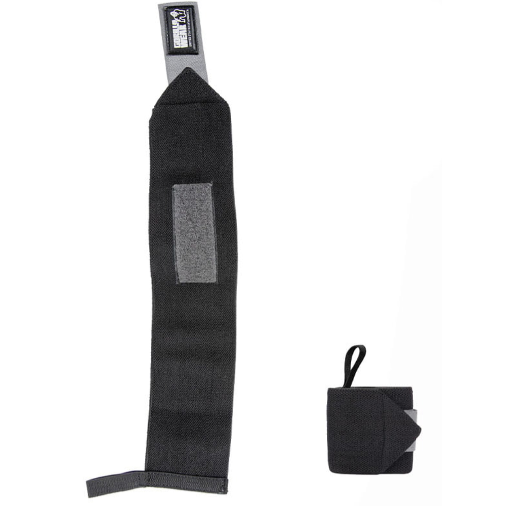 Gorilla Wear Steznik za zglobove Basic 42x8cm - Crno/Sivi, 2kom slika 2