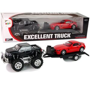 Igračka Monster Truck s prikolicom i BMW-om, 58cm, crno-crveni