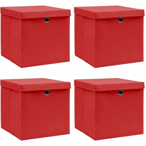 Kutije za pohranu s poklopcima 4 kom crvene 32x32x32 cm tkanina slika 6