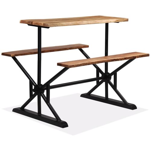 Barski stol s klupama od masivnog bagremovog drva 120x50x107 cm slika 14