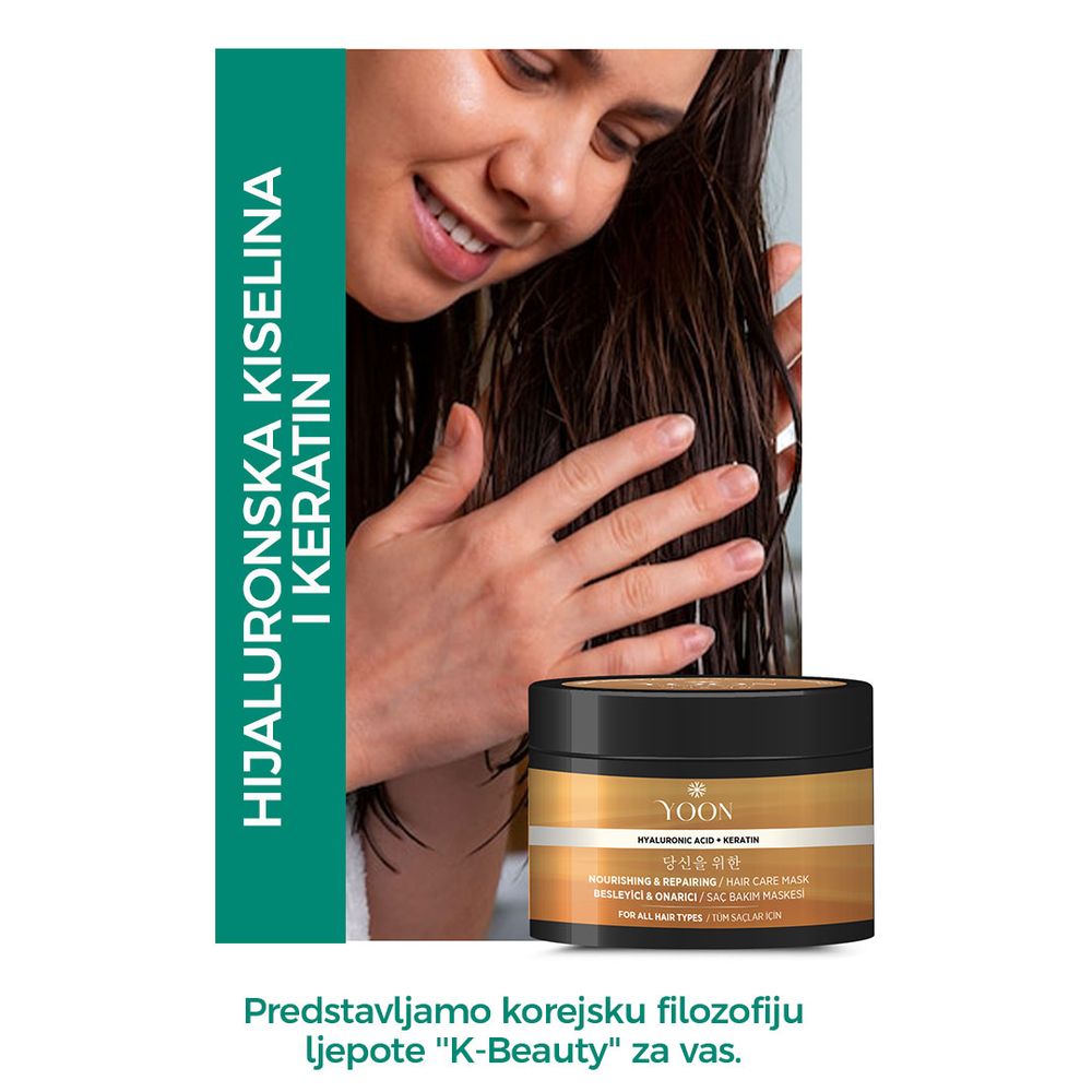 YOON Maska za kosu 250ml - Intenzivna njega sa keratinom i hijaluronskom kiselinom slika 9