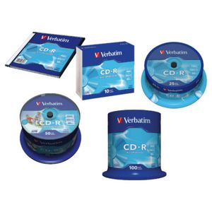 CD-R Verbatim 700 MB/80min 52x, spindle, 100/1, 43411