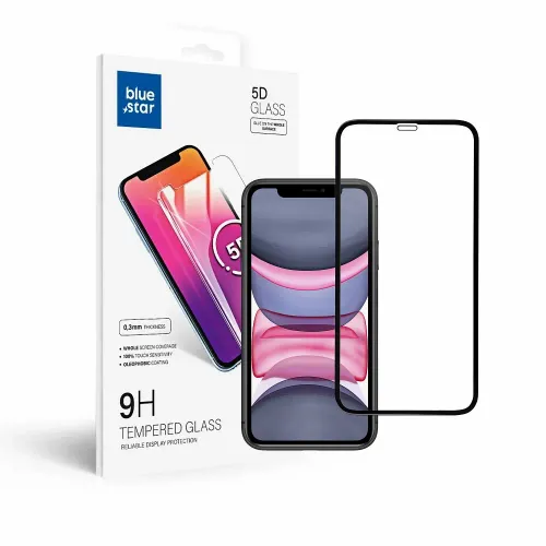 Blue Star 5D kaljeno staklo - za iPhone Xr/11 (full glue) crno slika 1