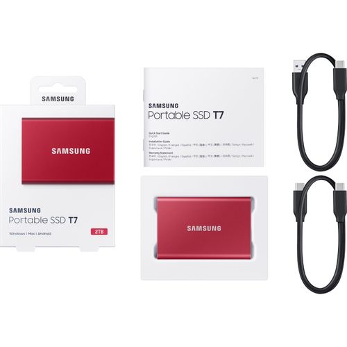 SAMSUNG Portable T7 2TB crveni eksterni SSD MU-PC2T0R slika 1