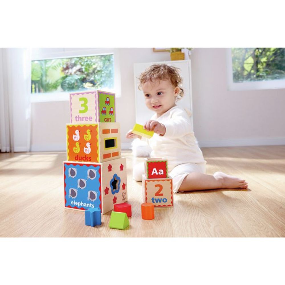 Hape Drvene kocke i sorter oblika Pyramid of Play slika 6