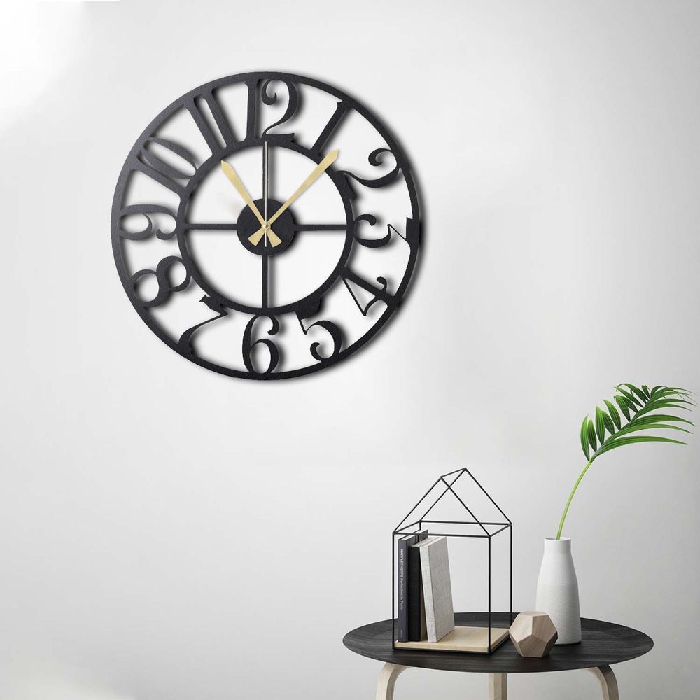 Decorative metal wall clock Circle, colour: black slika 2