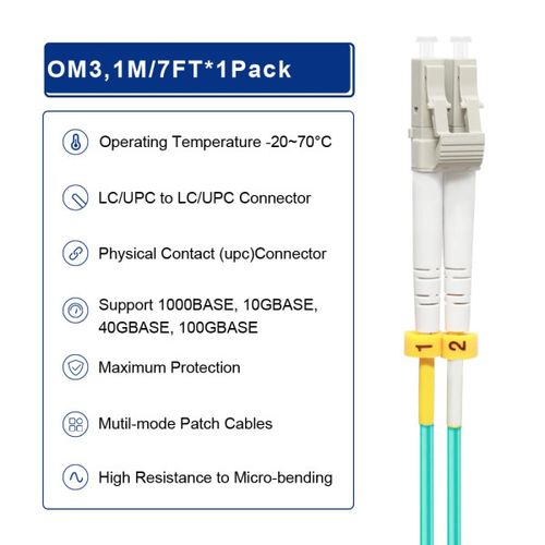 FO LC/UPC - LC/UPC MM 1M OM3 DX LSZH Aqua 2.0mm slika 1