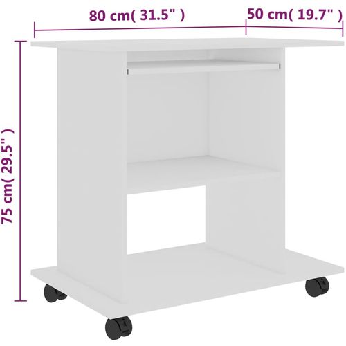 Stol za računalo bijeli 80 x 50 x 75 cm od iverice slika 22