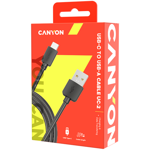 CANYON UC-2 USB Type C Kabel za Punjenje i Prijenos Podataka, 1.8m, Crni slika 4