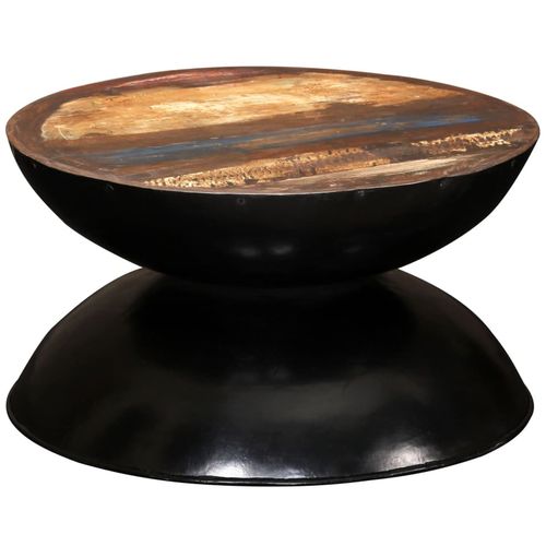 Stolić za kavu od obnovljenog drva s crnom bazom 60x60x33 cm slika 54